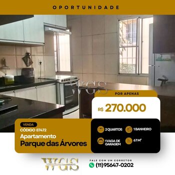 Apartamento à venda de 2 dormitórios no Parque das Árvores, Zona Sul - SP