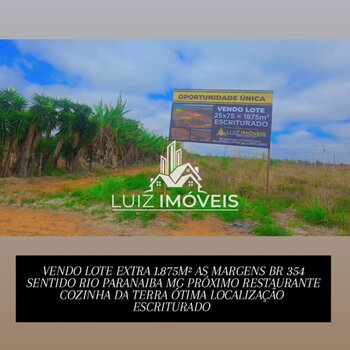 Vendo Lote 1.875m² Comercial as Margens Br 354 Sentido Rio Paranaiba MG Br 354
