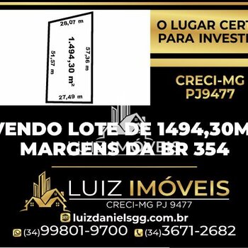 Vendo Lote 1.494,30m² As Margens Br 354 Sentido Rio 3a MG